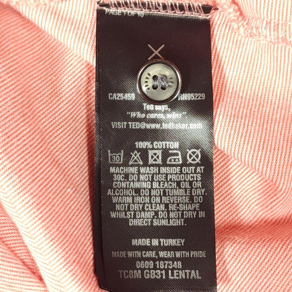 Ted Baker Polo Shirt Mens XL Pink Short Sleeve Cotton Contrast Collar Pocket - Picture 4 of 8